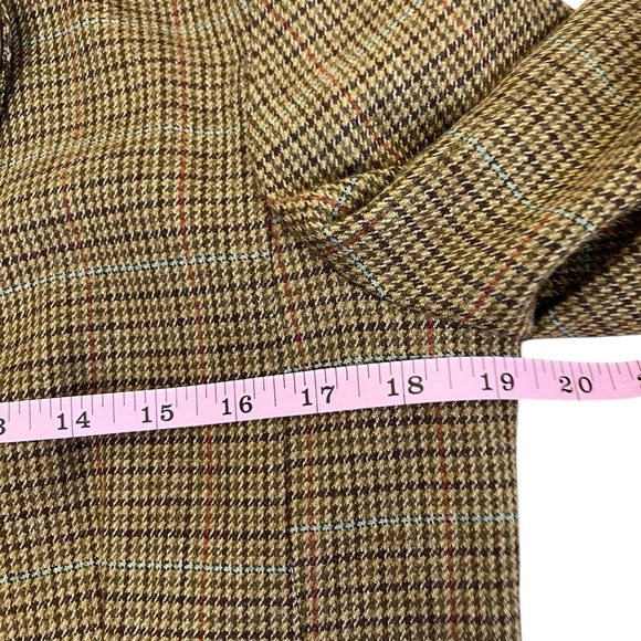 J. Jill Wool Blend Plaid Tweed Blazer w Velvet Trim Y2K Academia Preppy Sz 8 - Picture 12 of 16